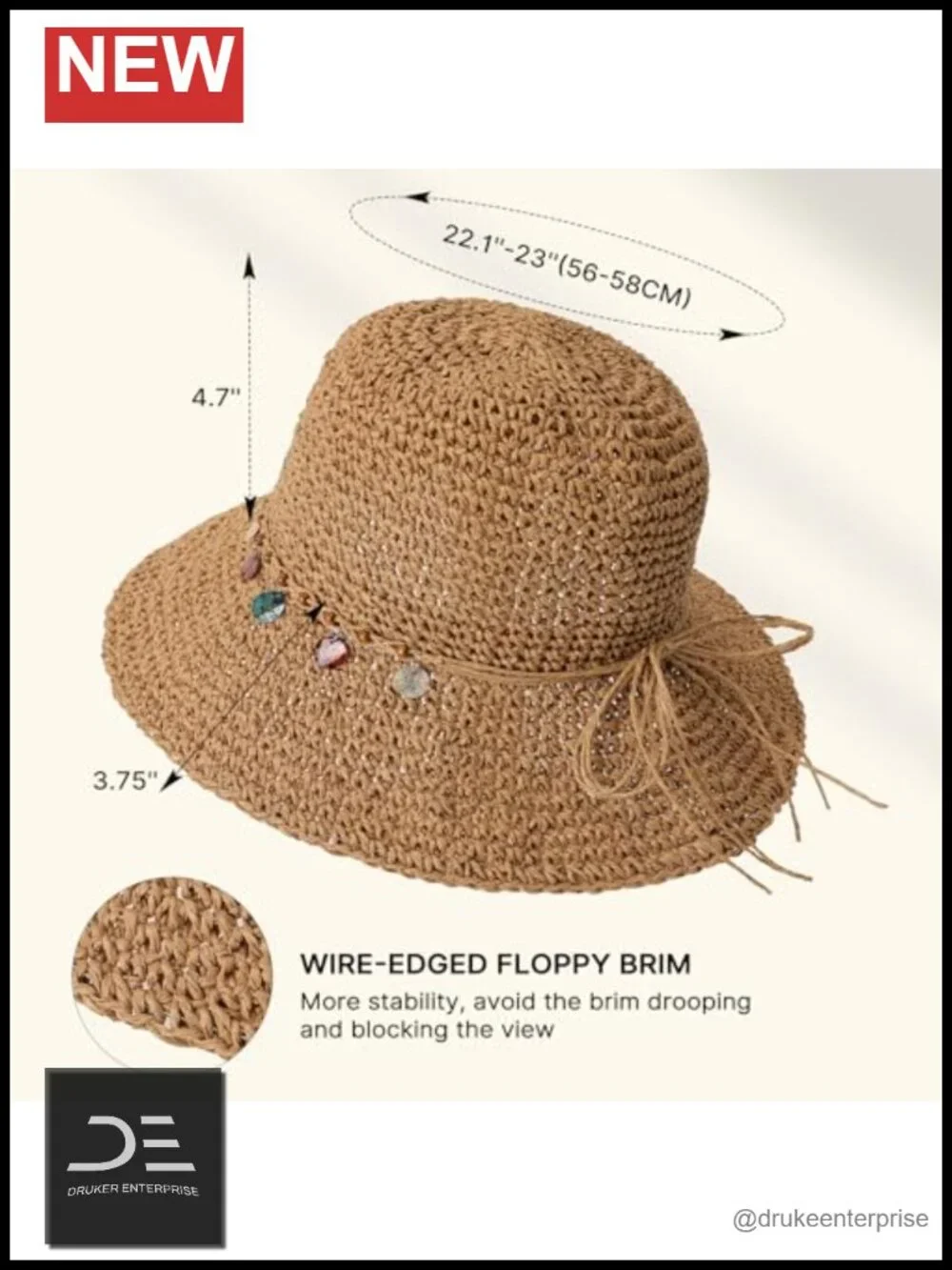 Handcrafted Paper Straw Bucket Hat with UPF 50+ Sun Protection